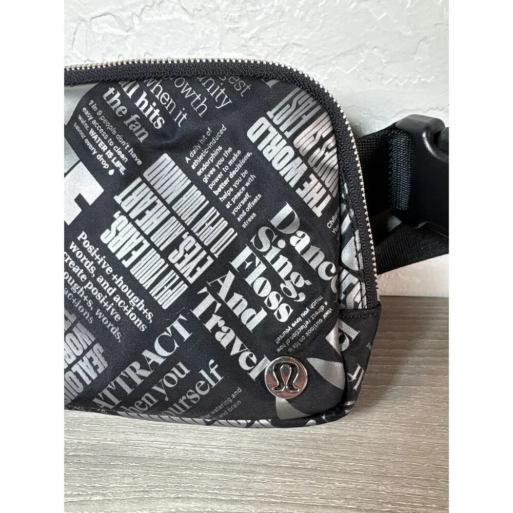 Lululemon Adjustable‎ Belt Bag Manifesto Black and Gray -Dance Sing Travel